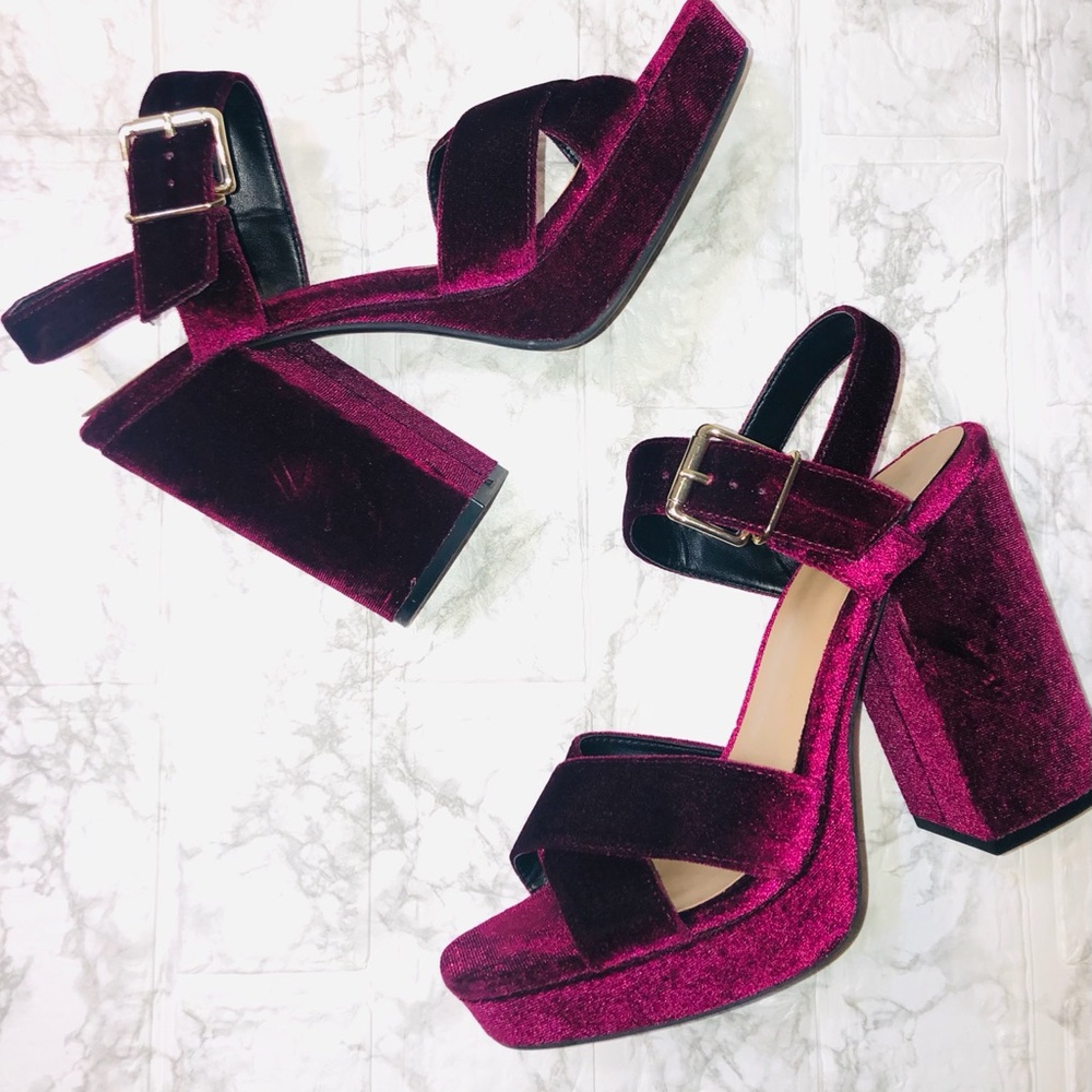 Mossimo Velvet Thick Platform Heels